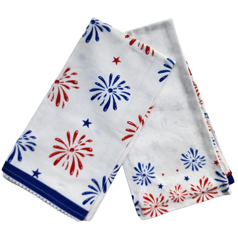 Stars And Stripes Farmhouse Kitchen Towel Set of‎ 2 Patriotic Day Design